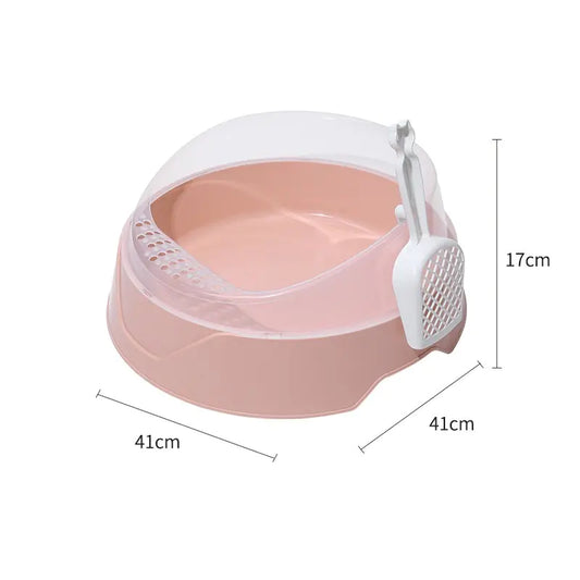Semi-Enclosed Cat Litter Box with Shovel